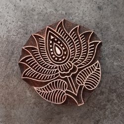 Daecour Lotus Print Block Flower Solid Rosewood Batik Stamp