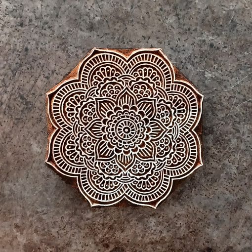 Daecour Mandala Print Block Solid Rosewood Batik Stamp