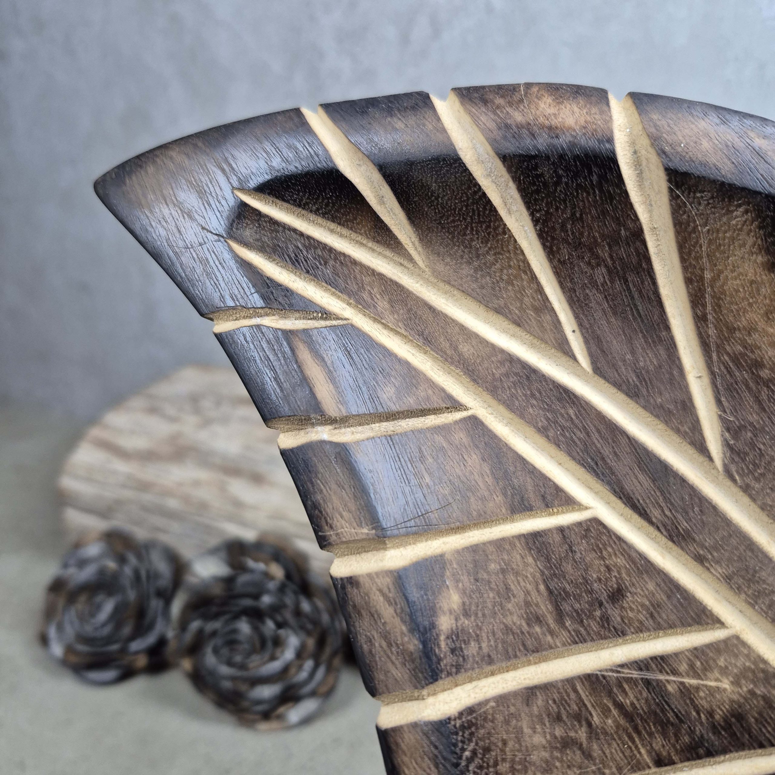 leaf mango wood incense tray
