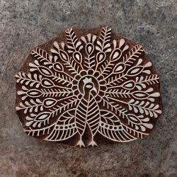 Daecour Peacock Print Block Solid Rosewood Batik Stamp