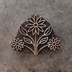 Daecour Flower Print Block Solid Rosewood Batik Stamp