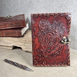 genuine leather rose journal