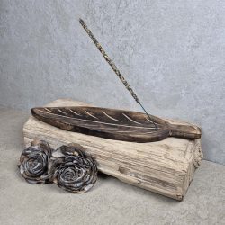 leaf mango wood incense tray